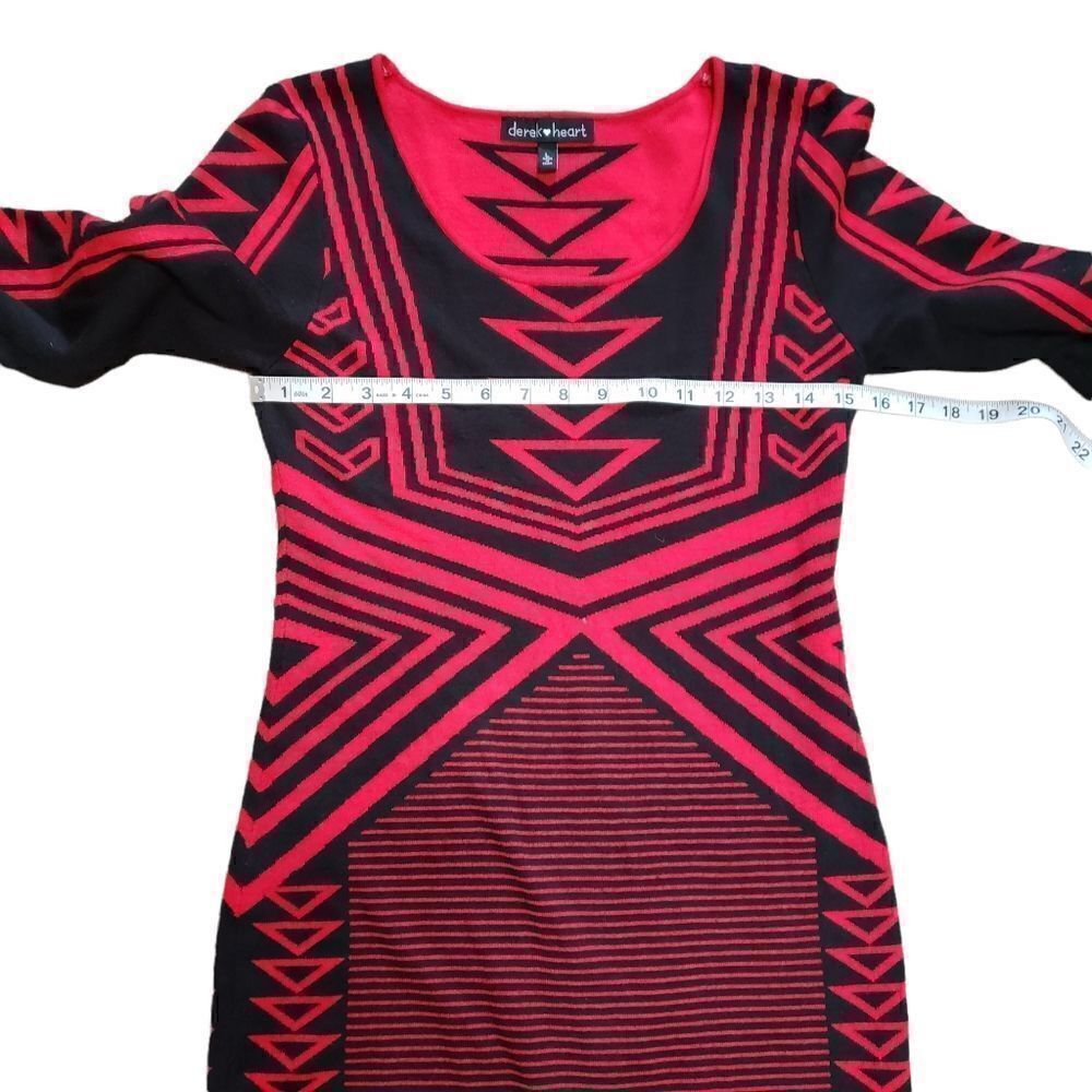 Derek Heart Red & Black Sweater Dress LARGE - Picture 10 of 16